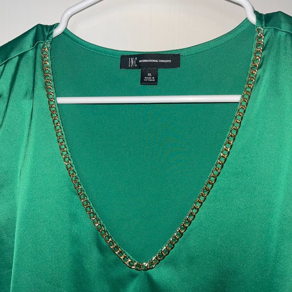 I.N.C. International Concepts Inc, Satin Green Tank Top